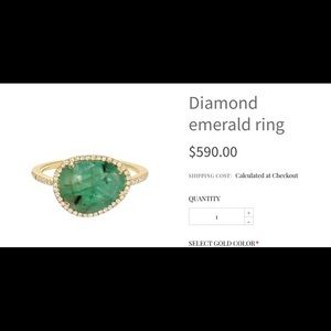 14kt yellow gold Diamond emerald ring in size 6